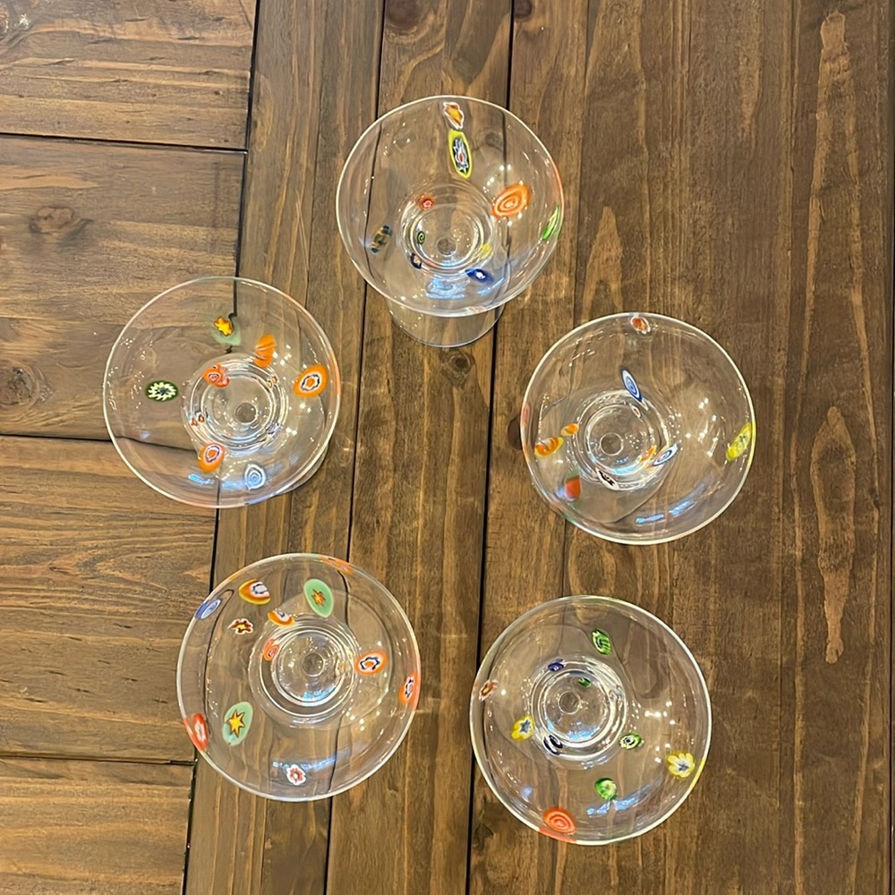Crate&Barrel vintage 2000 set of 5 flower power margarita glasses